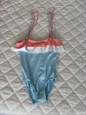 bella bliss Coral, White & Light Blue One-Piece Swimsuit